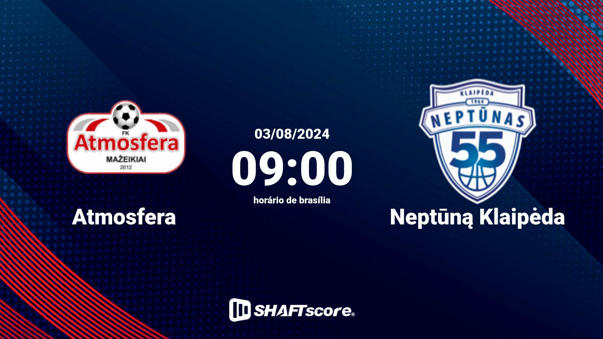 Estatísticas do jogo Atmosfera vs Neptūną Klaipėda 03.08 09:00