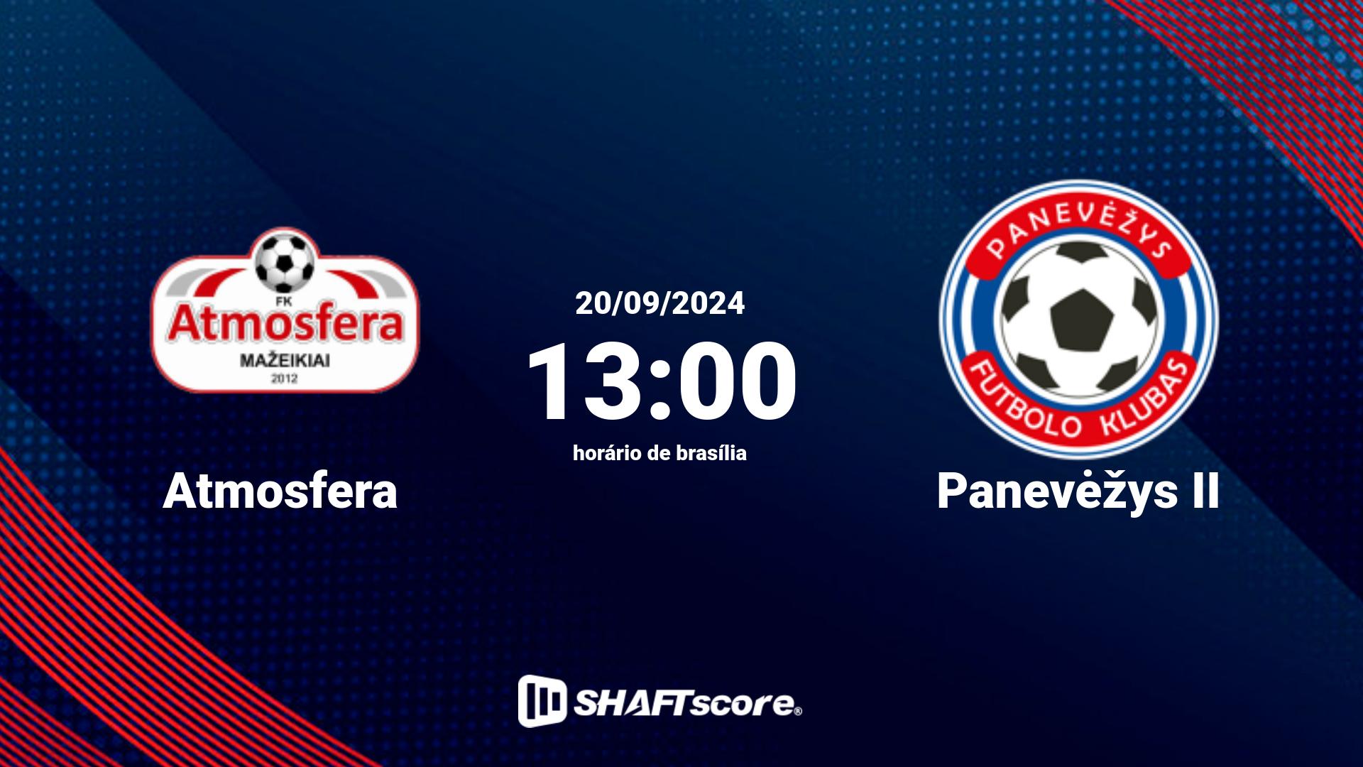 Estatísticas do jogo Atmosfera vs Panevėžys II 20.09 13:00