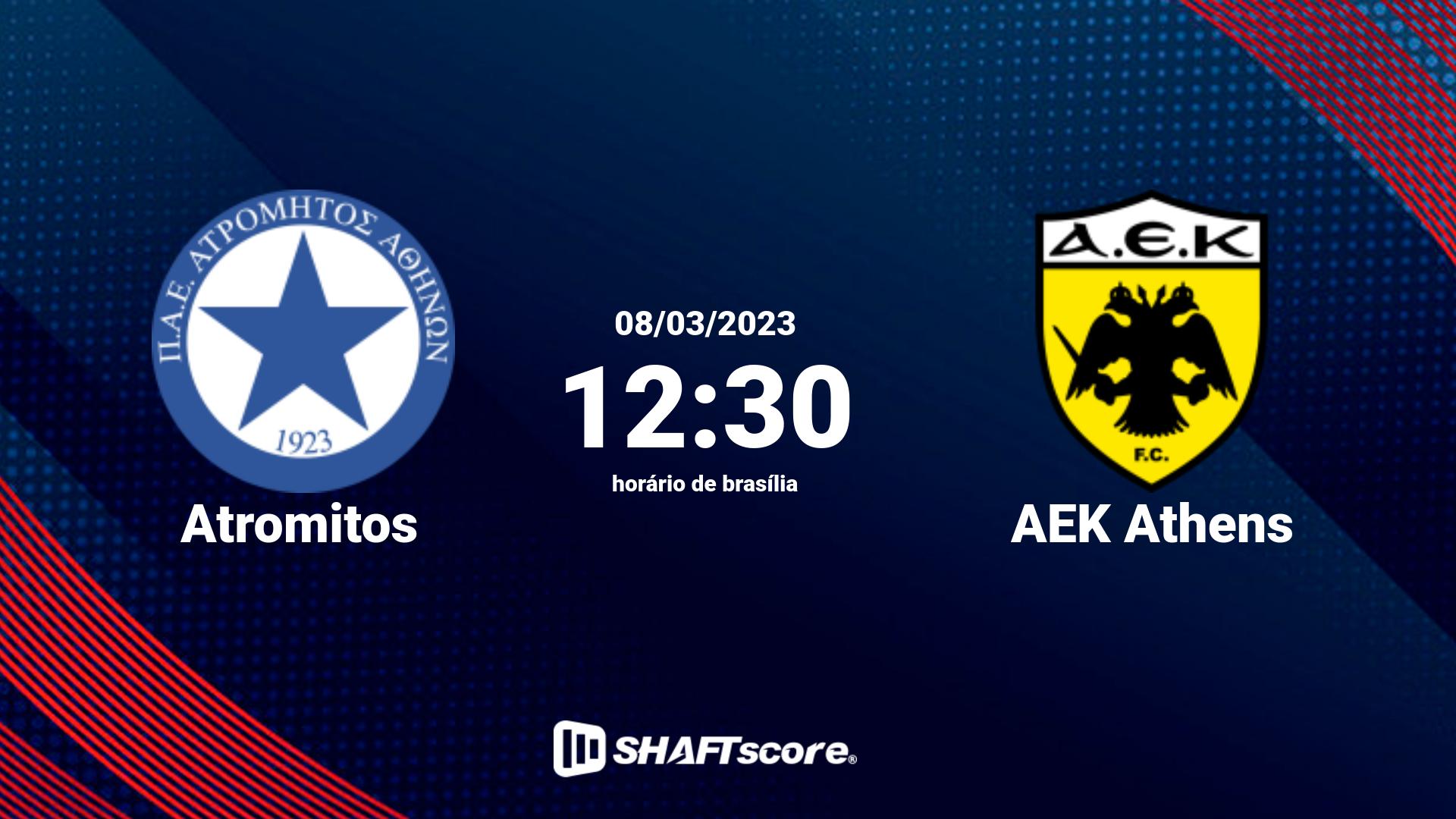 Estatísticas do jogo Atromitos vs AEK Athens 08.03 12:30