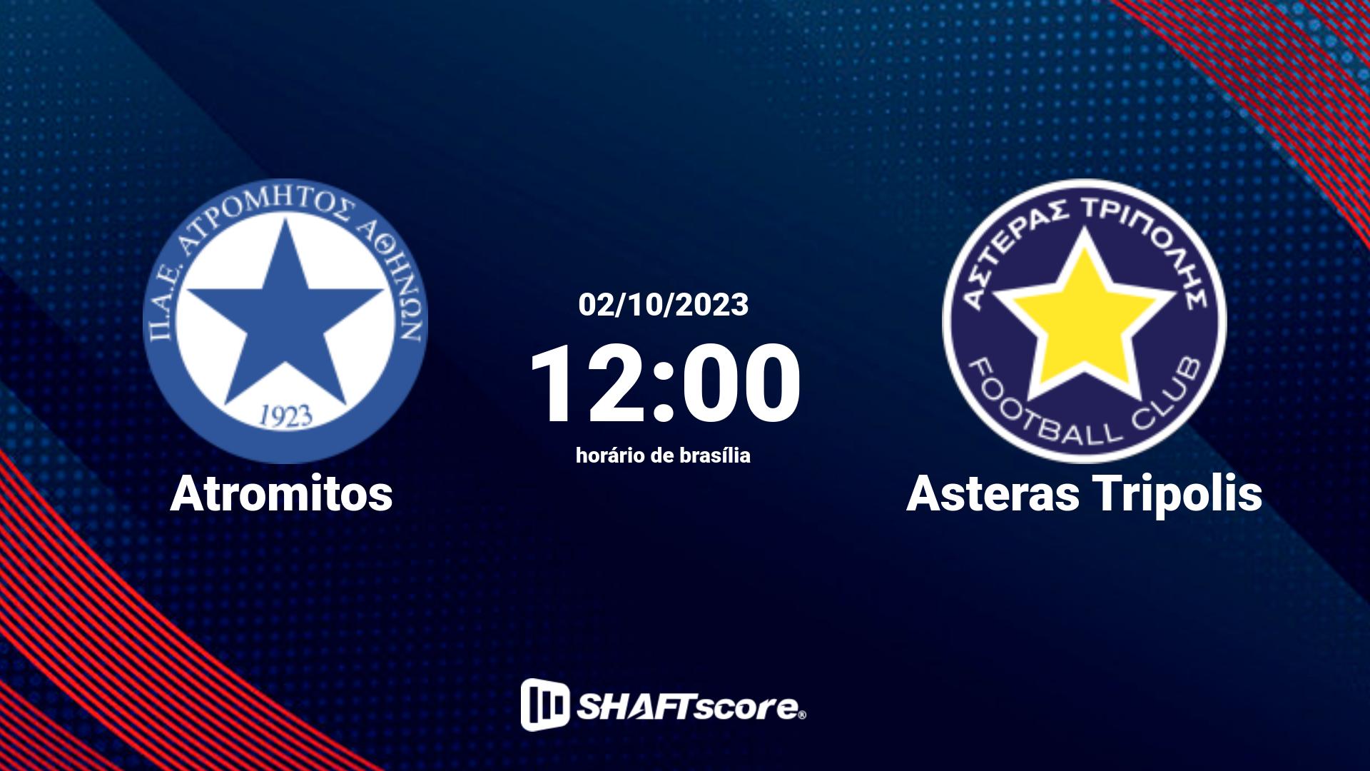 Estatísticas do jogo Atromitos vs Asteras Tripolis 02.10 12:00