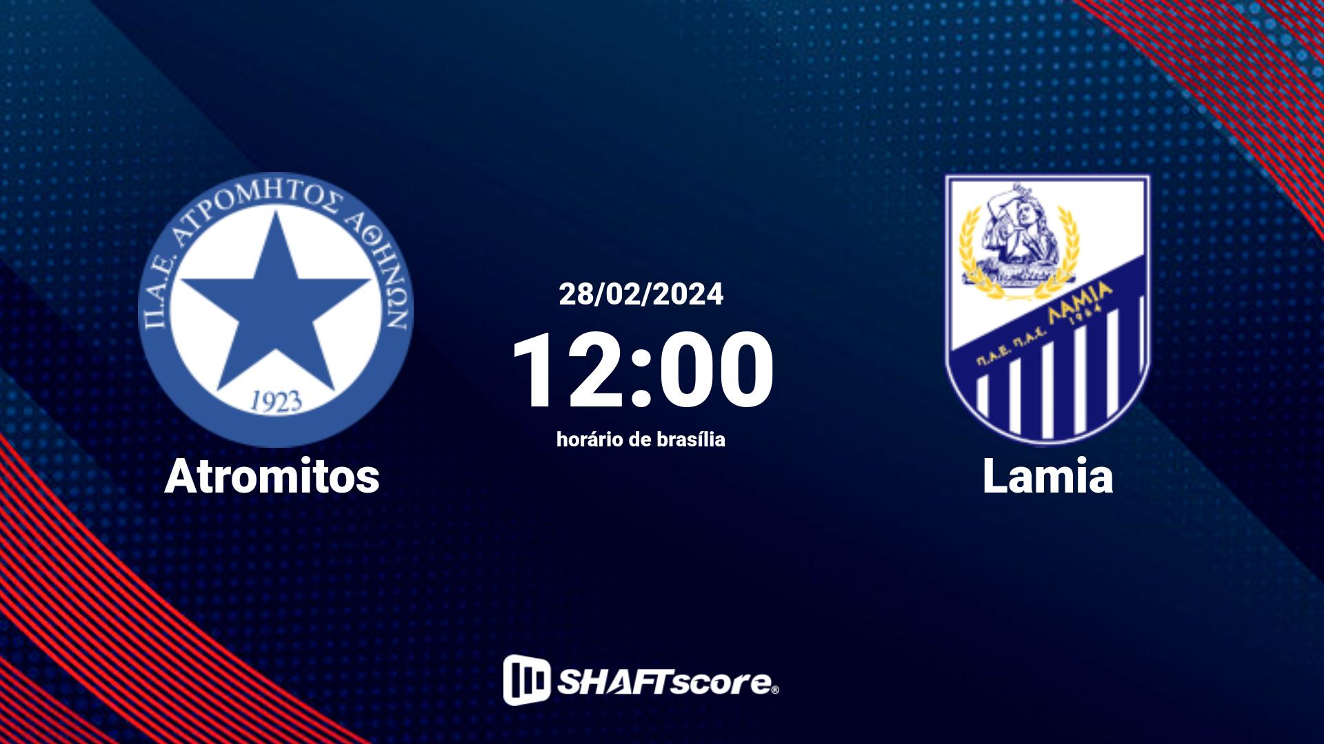 Estatísticas do jogo Atromitos vs Lamia 28.02 12:00