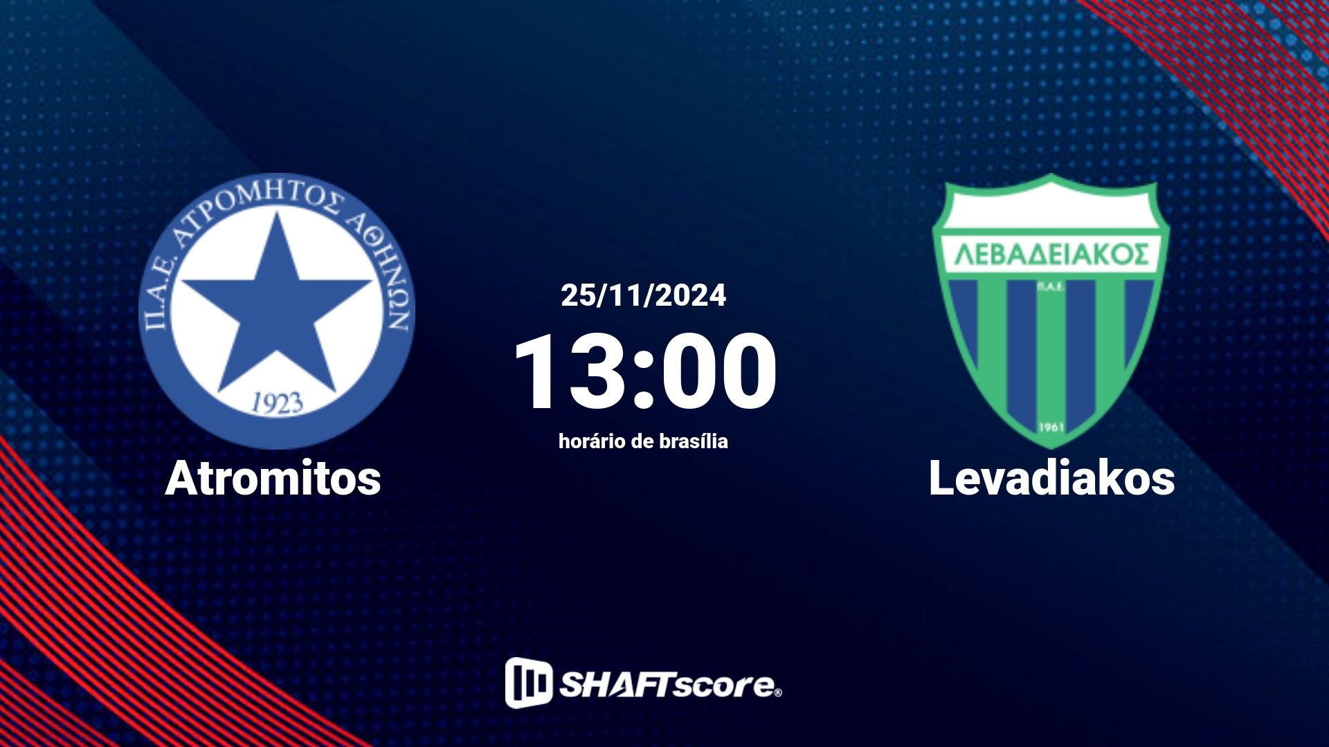 Estatísticas do jogo Atromitos vs Levadiakos 25.11 13:00