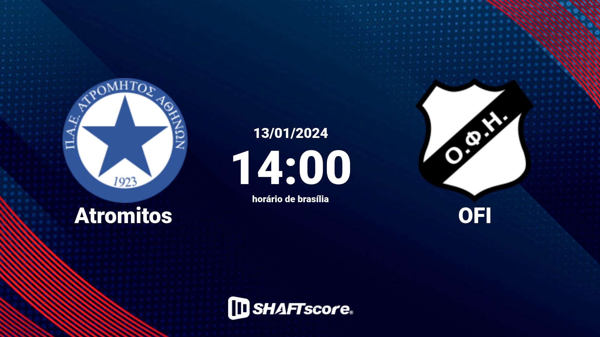 Estatísticas do jogo Atromitos vs OFI 13.01 14:00