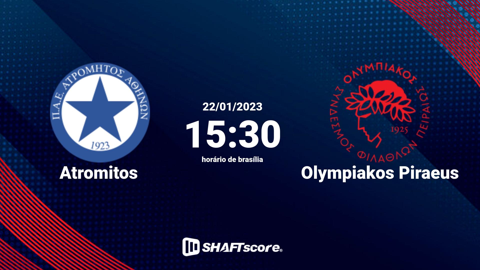 Estatísticas do jogo Atromitos vs Olympiakos Piraeus 22.01 15:30