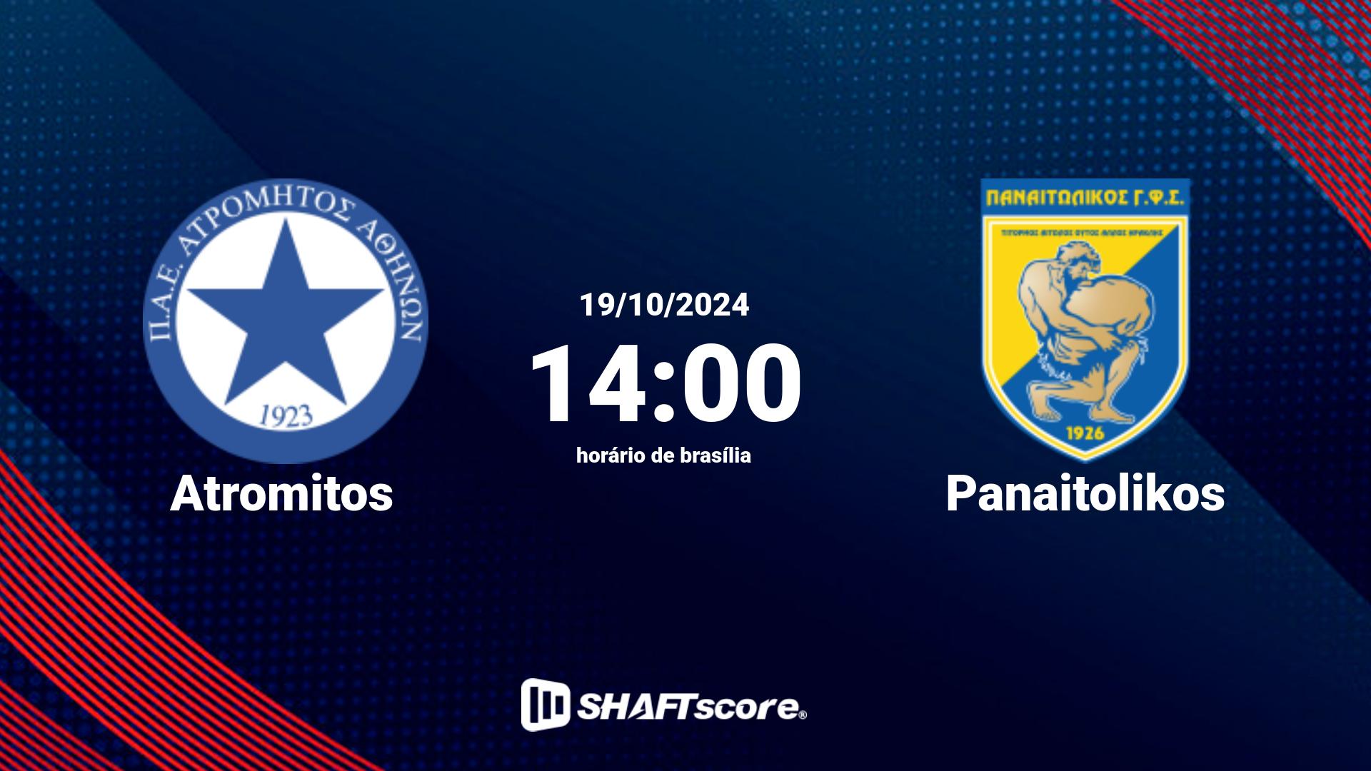 Estatísticas do jogo Atromitos vs Panaitolikos 19.10 14:00