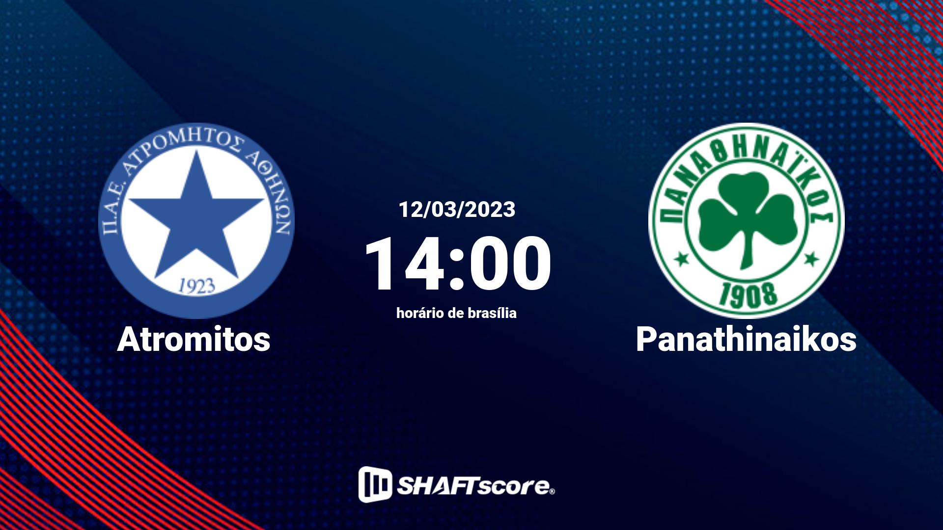 Estatísticas do jogo Atromitos vs Panathinaikos 12.03 14:00