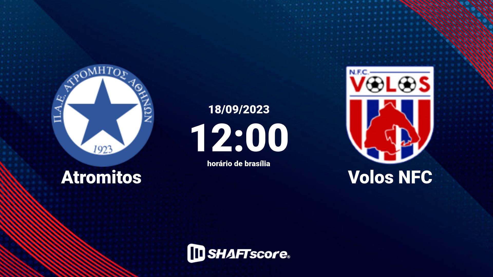 Estatísticas do jogo Atromitos vs Volos NFC 18.09 12:00