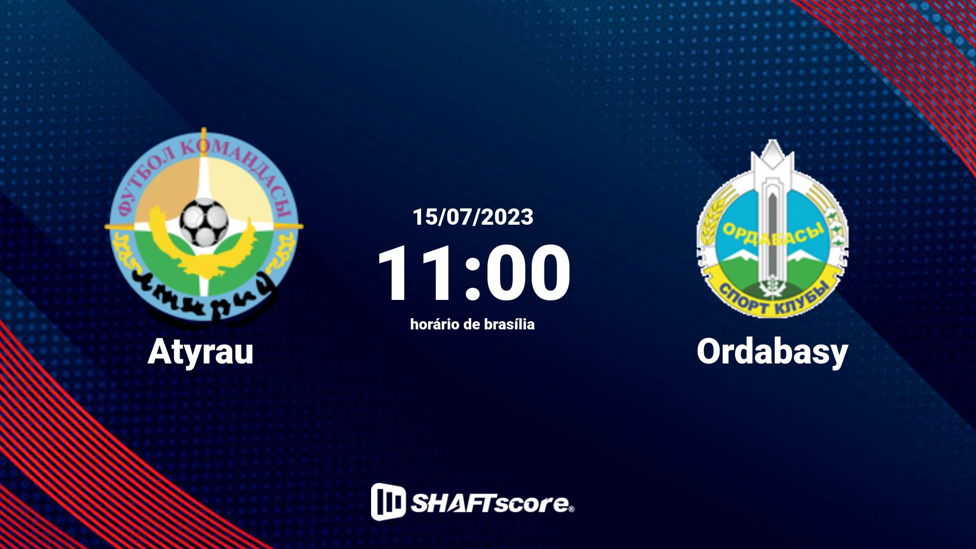 Estatísticas do jogo Atyrau vs Ordabasy 15.07 11:00