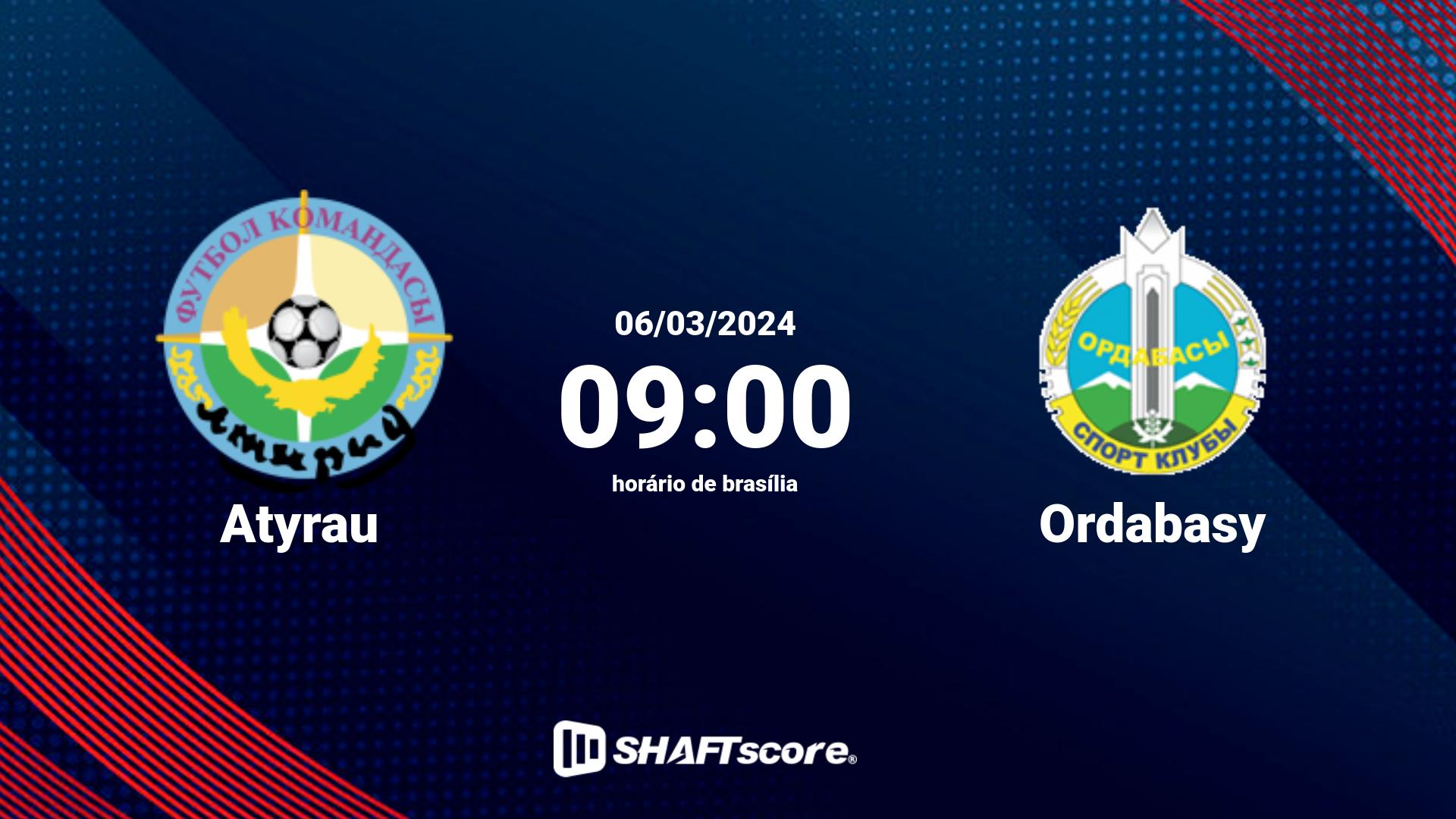 Estatísticas do jogo Atyrau vs Ordabasy 06.03 09:00