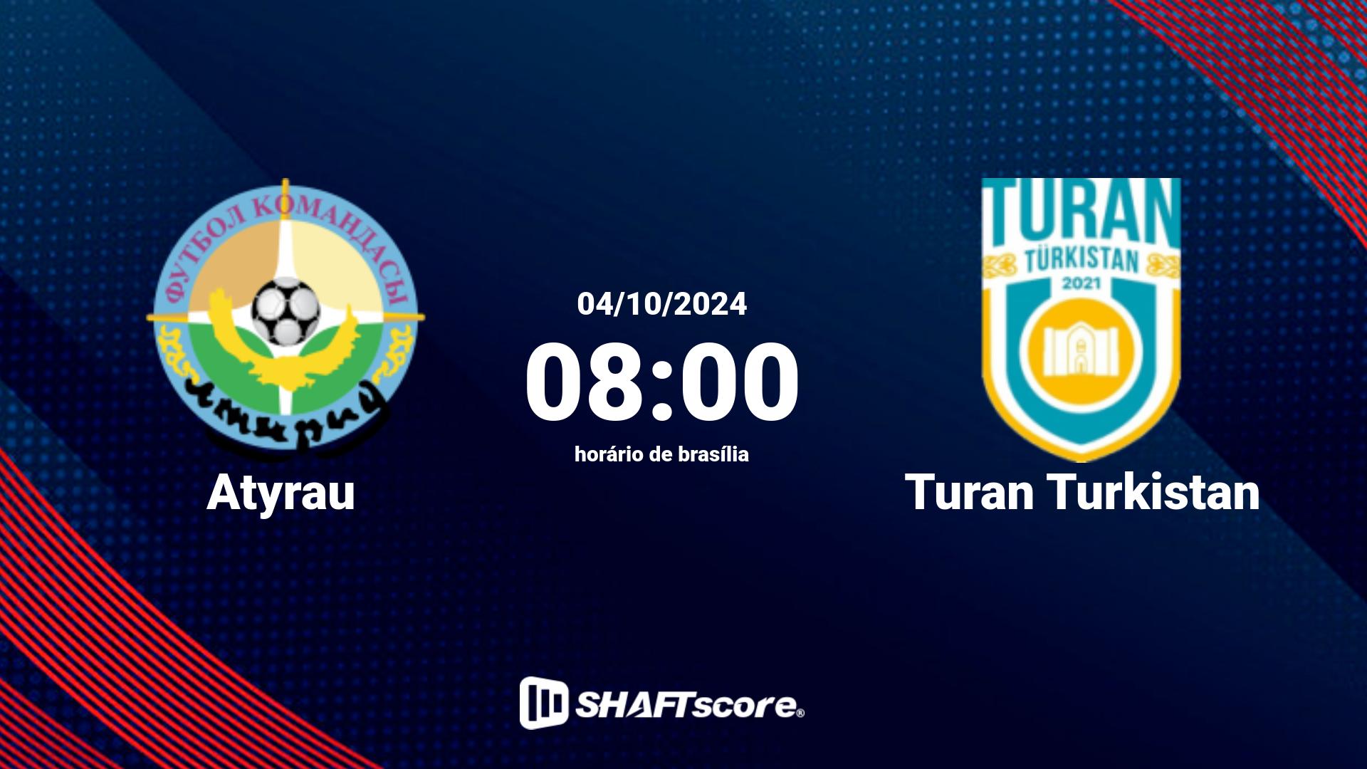 Estatísticas do jogo Atyrau vs Turan Turkistan 04.10 08:00