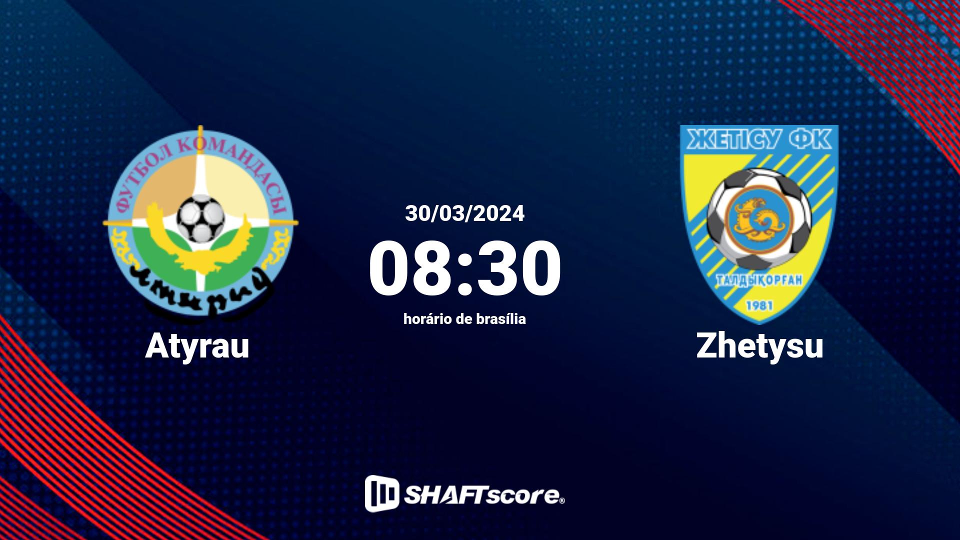 Estatísticas do jogo Atyrau vs Zhetysu 30.03 08:30