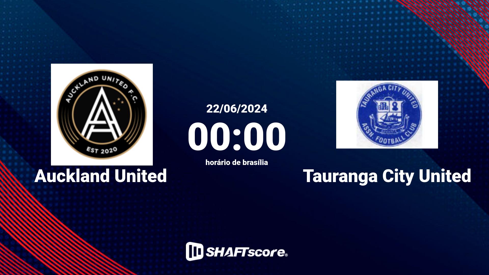 Estatísticas do jogo Auckland United vs Tauranga City United 22.06 00:00