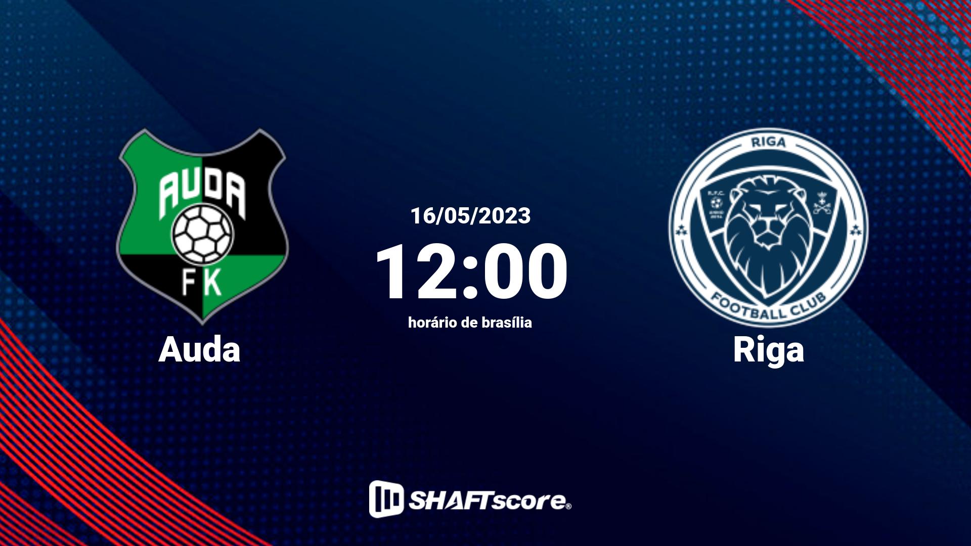 Estatísticas do jogo Auda vs Riga 16.05 12:00