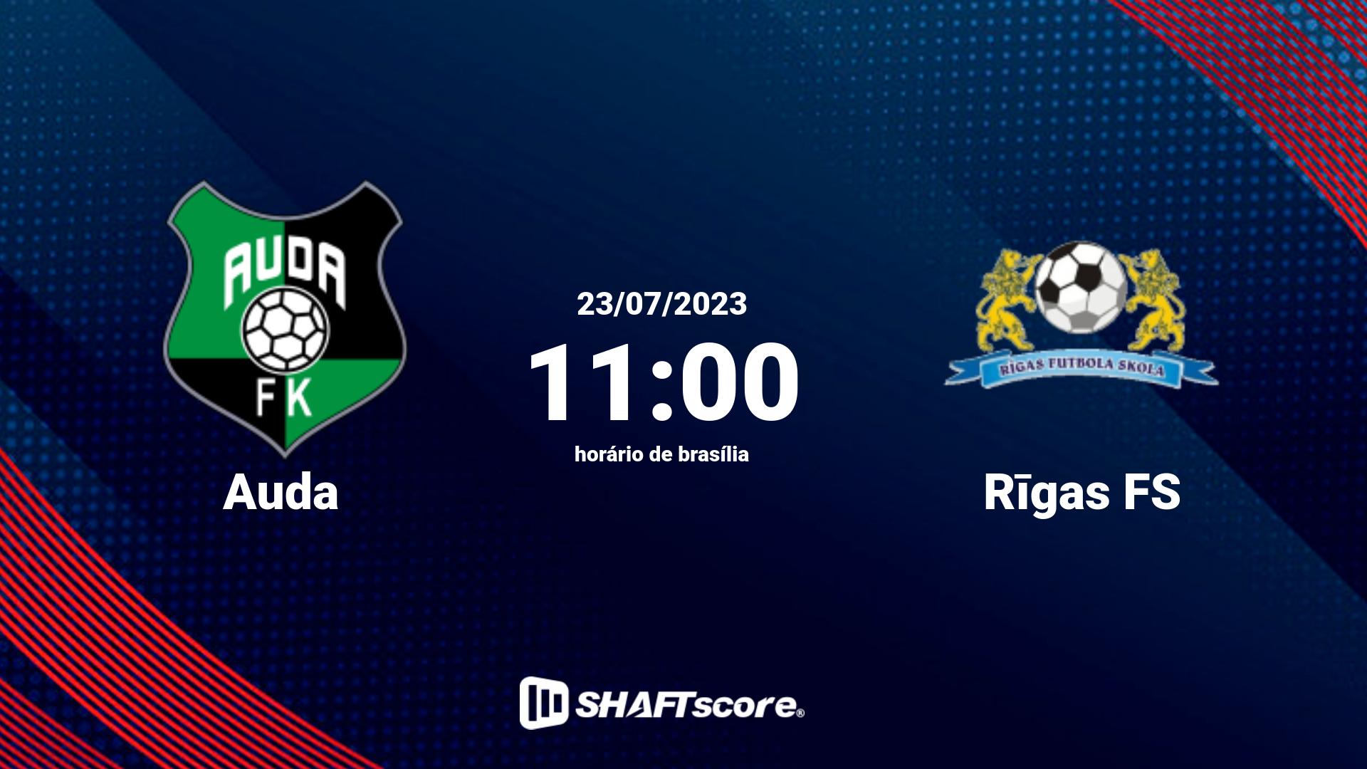 Estatísticas do jogo Auda vs Rīgas FS 23.07 11:00