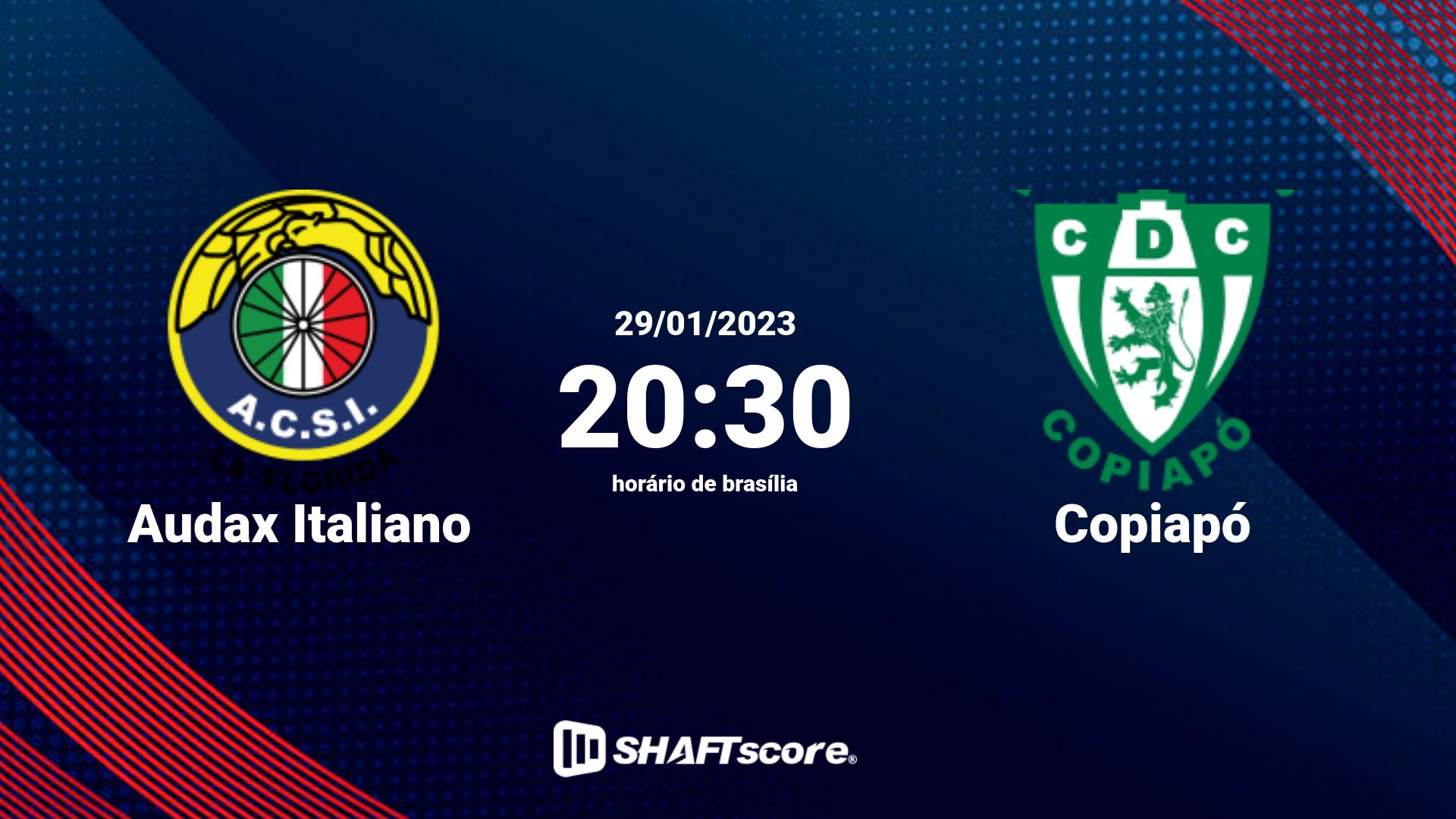 Estatísticas do jogo Audax Italiano vs Copiapó 29.01 20:30