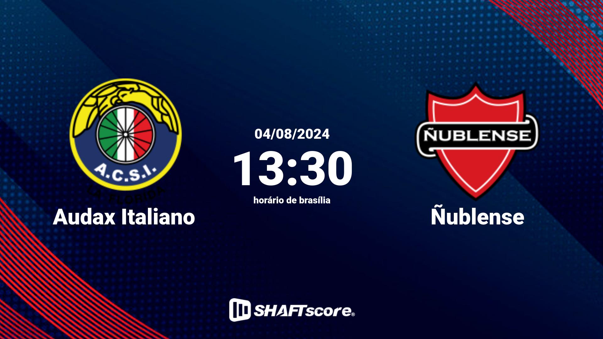 Estatísticas do jogo Audax Italiano vs Ñublense 04.08 13:30