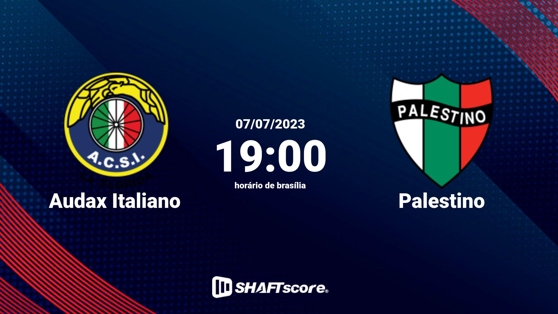 Estatísticas do jogo Audax Italiano vs Palestino 07.07 19:00