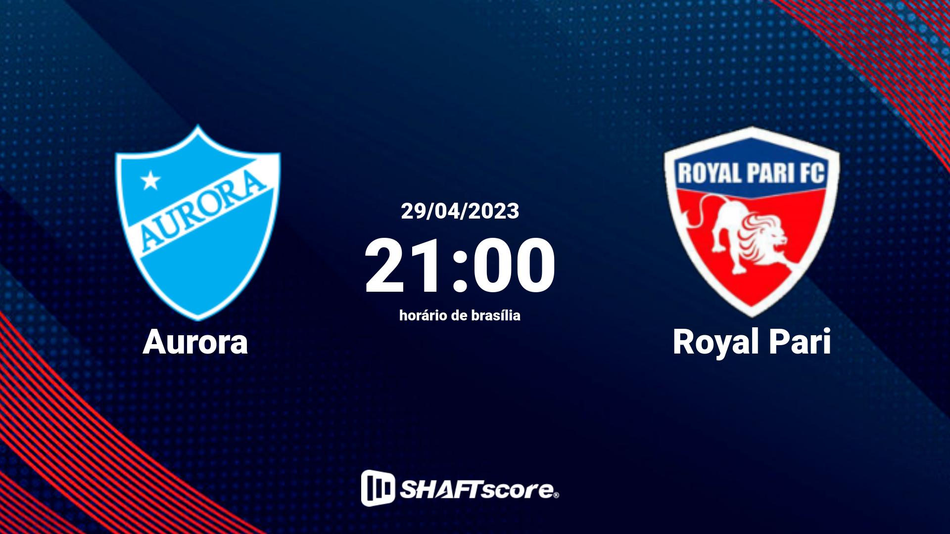 Estatísticas do jogo Aurora vs Royal Pari 29.04 21:00