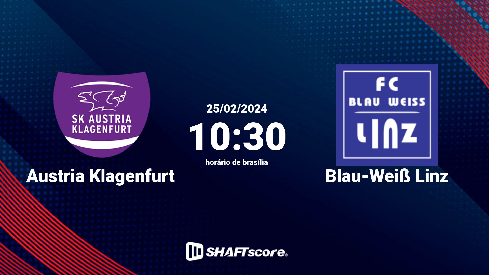 Estatísticas do jogo Austria Klagenfurt vs Blau-Weiß Linz 25.02 10:30