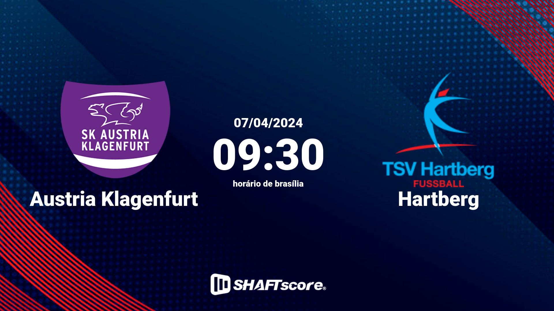 Estatísticas do jogo Austria Klagenfurt vs Hartberg 07.04 09:30