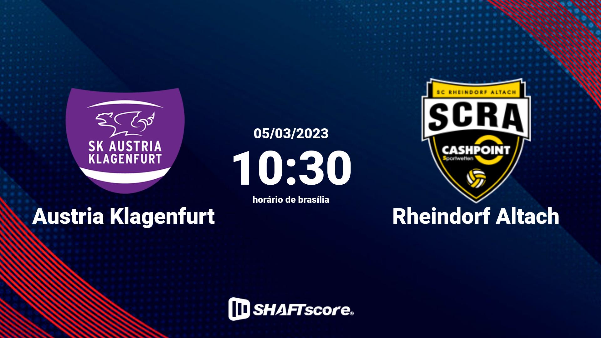 Estatísticas do jogo Austria Klagenfurt vs Rheindorf Altach 05.03 10:30