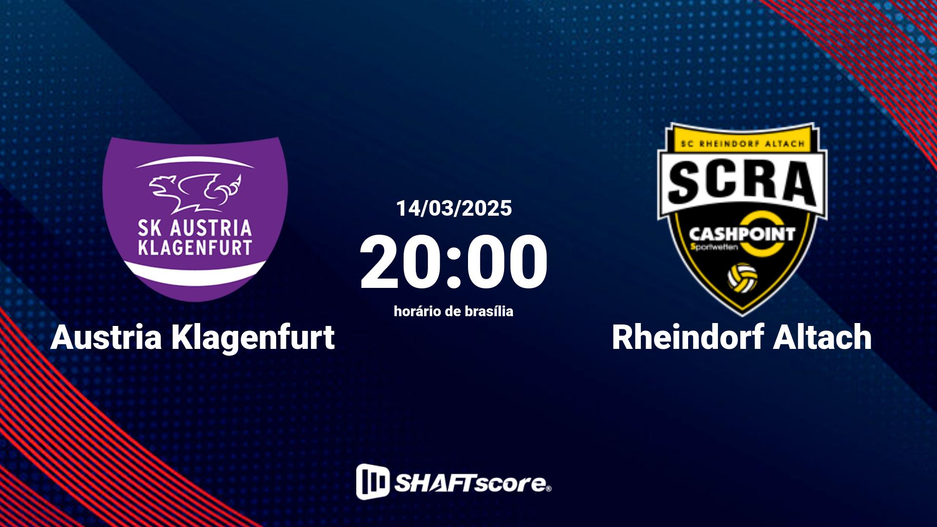 Estatísticas do jogo Austria Klagenfurt vs Rheindorf Altach 14.03 20:00