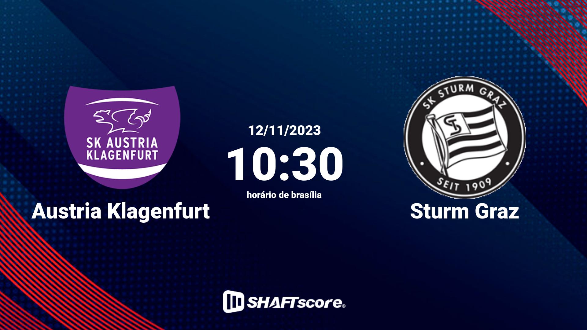 Estatísticas do jogo Austria Klagenfurt vs Sturm Graz 12.11 10:30