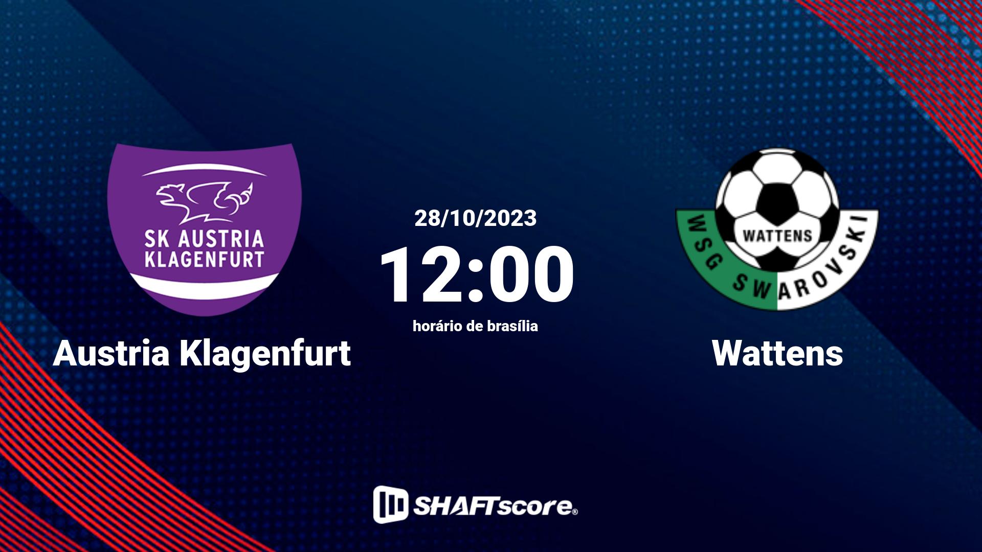 Estatísticas do jogo Austria Klagenfurt vs Wattens 28.10 12:00