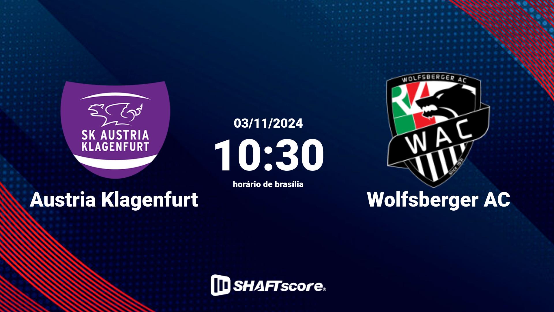 Estatísticas do jogo Austria Klagenfurt vs Wolfsberger AC 03.11 10:30