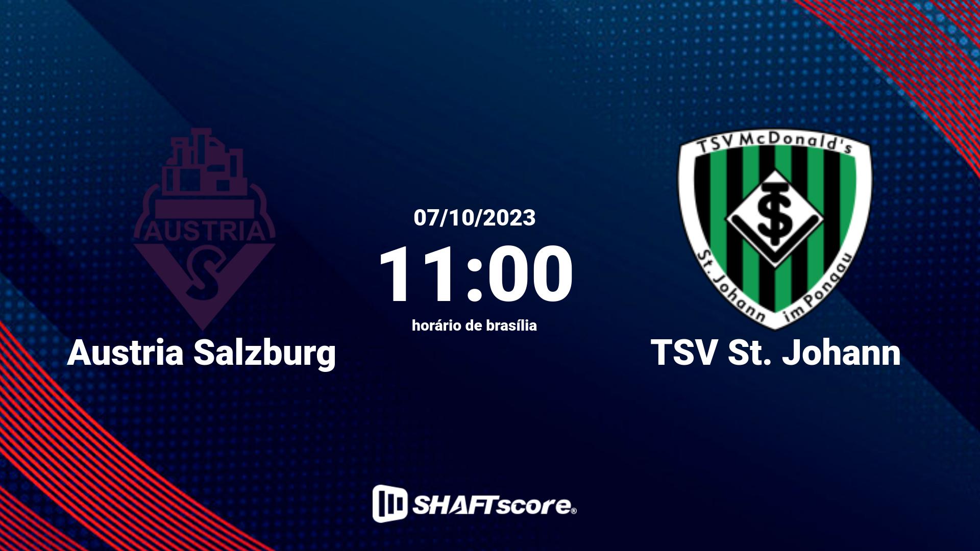 Estatísticas do jogo Austria Salzburg vs TSV St. Johann 07.10 11:00