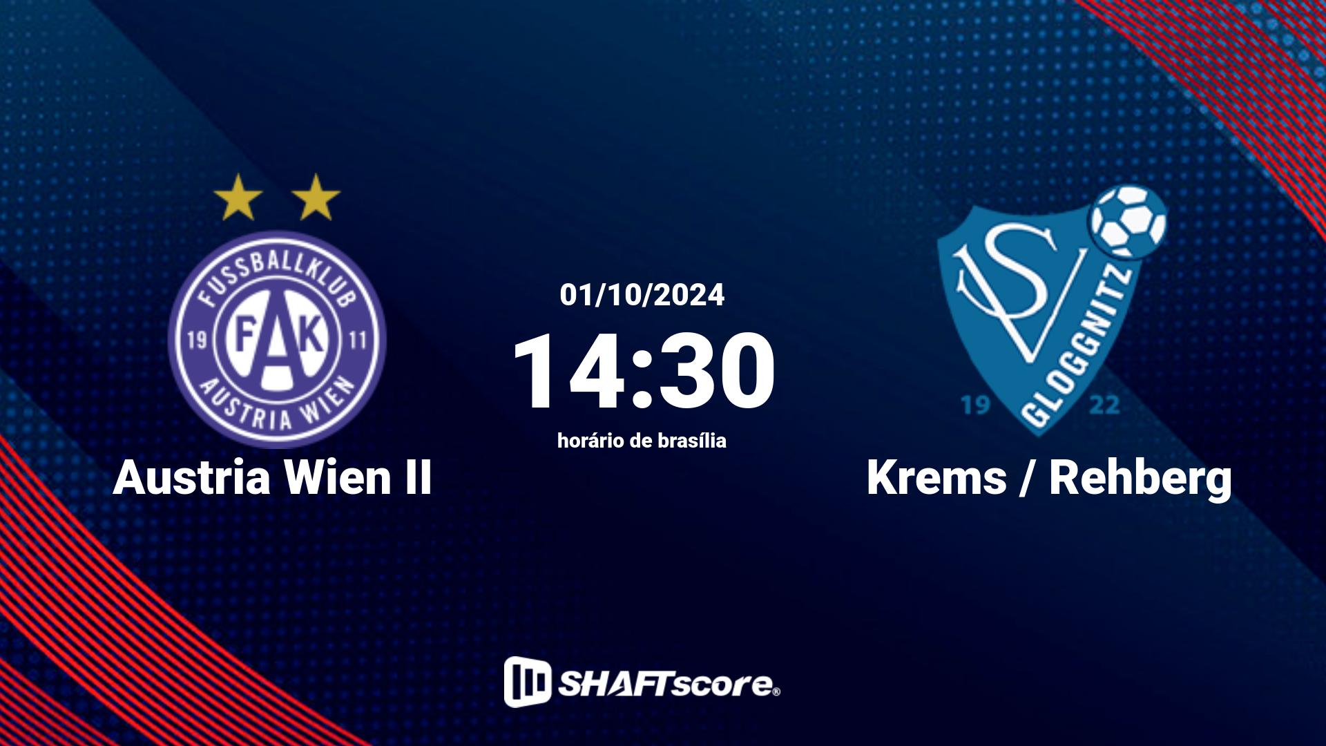 Estatísticas do jogo Austria Wien II vs Krems / Rehberg 01.10 14:30