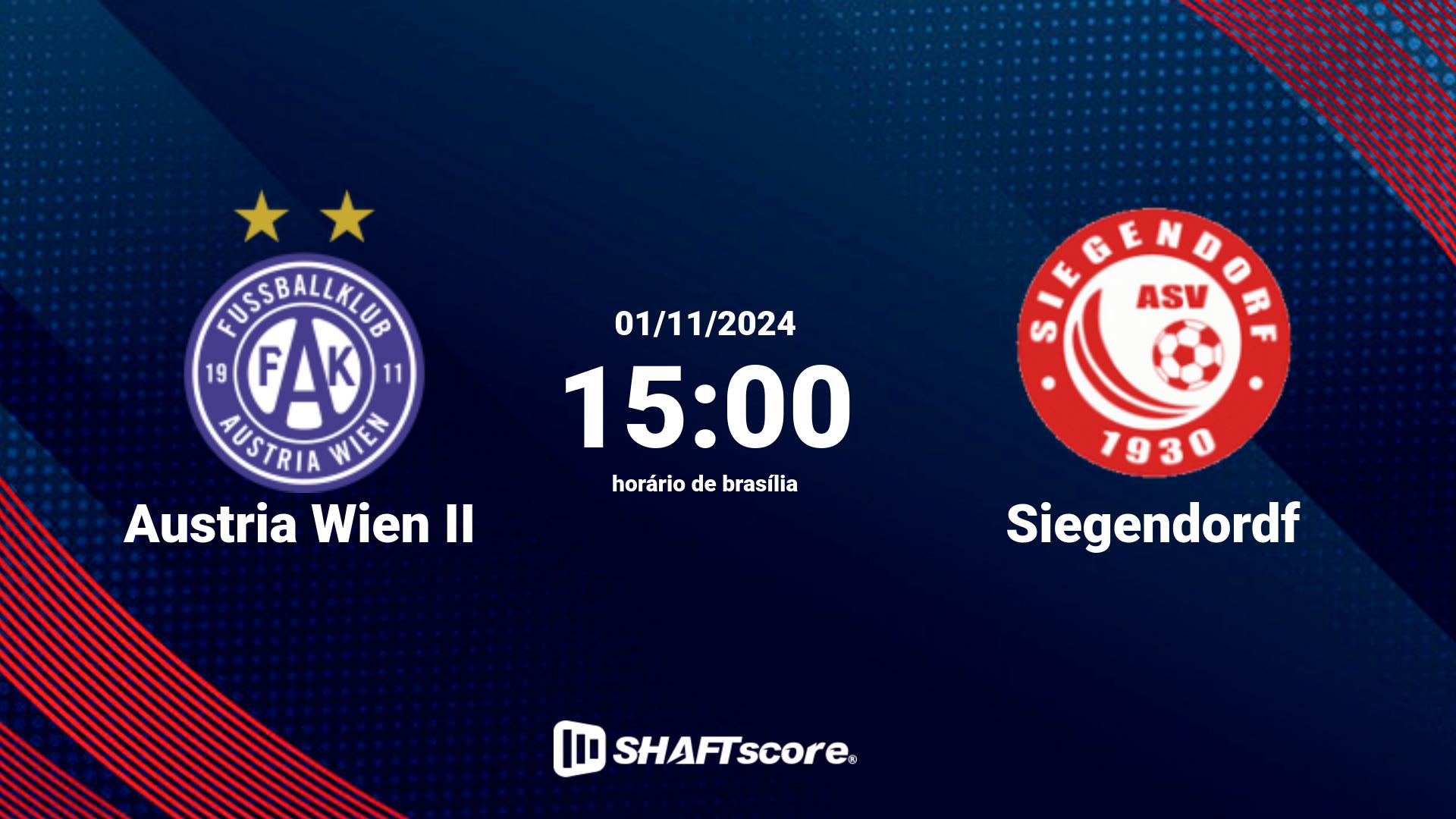 Estatísticas do jogo Austria Wien II vs Siegendordf 01.11 15:00