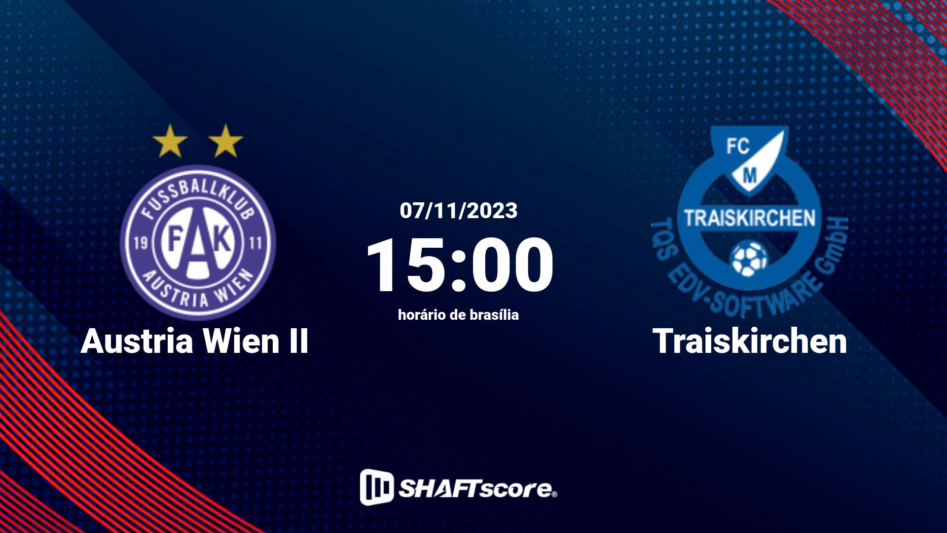 Estatísticas do jogo Austria Wien II vs Traiskirchen 07.11 15:00