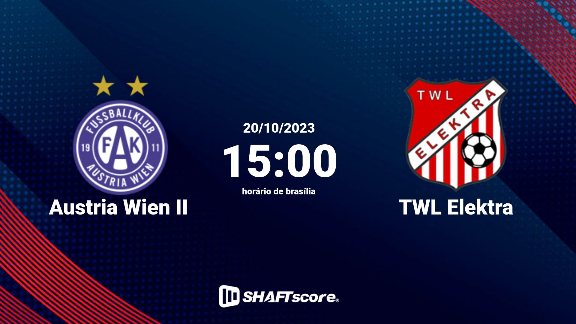 Estatísticas do jogo Austria Wien II vs TWL Elektra 20.10 15:00