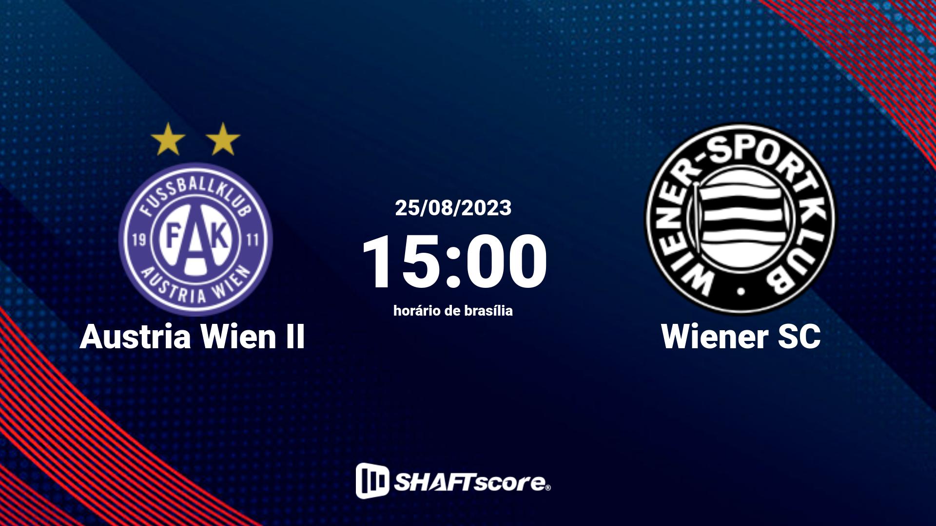 Estatísticas do jogo Austria Wien II vs Wiener SC 25.08 15:00