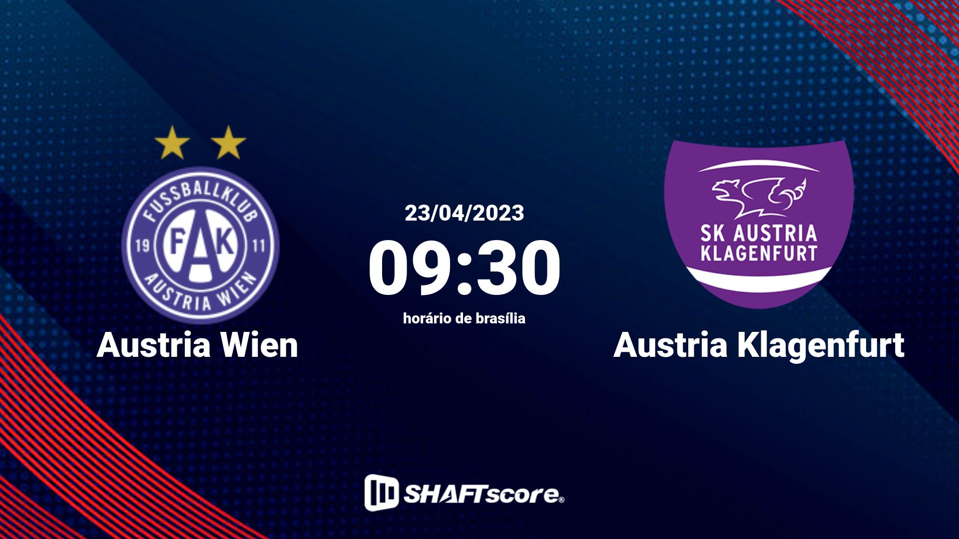 Estatísticas do jogo Austria Wien vs Austria Klagenfurt 23.04 09:30