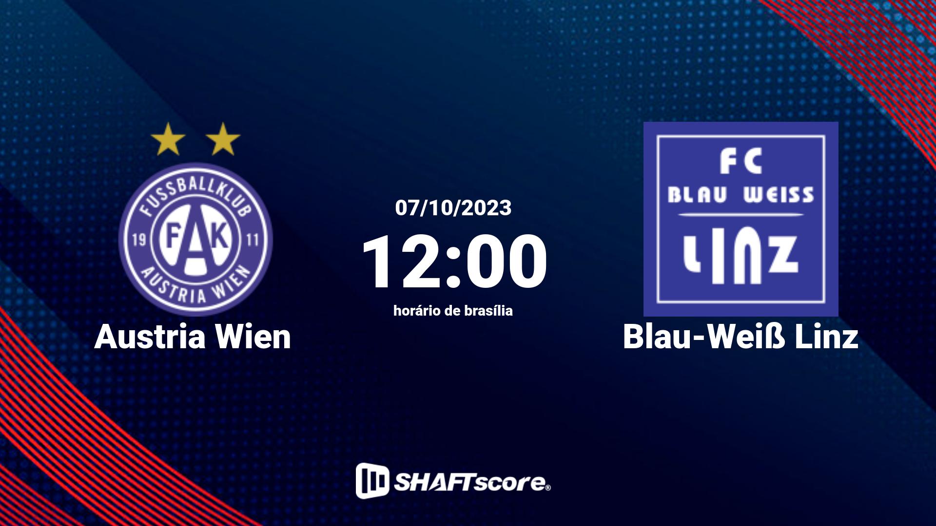 Estatísticas do jogo Austria Wien vs Blau-Weiß Linz 07.10 12:00