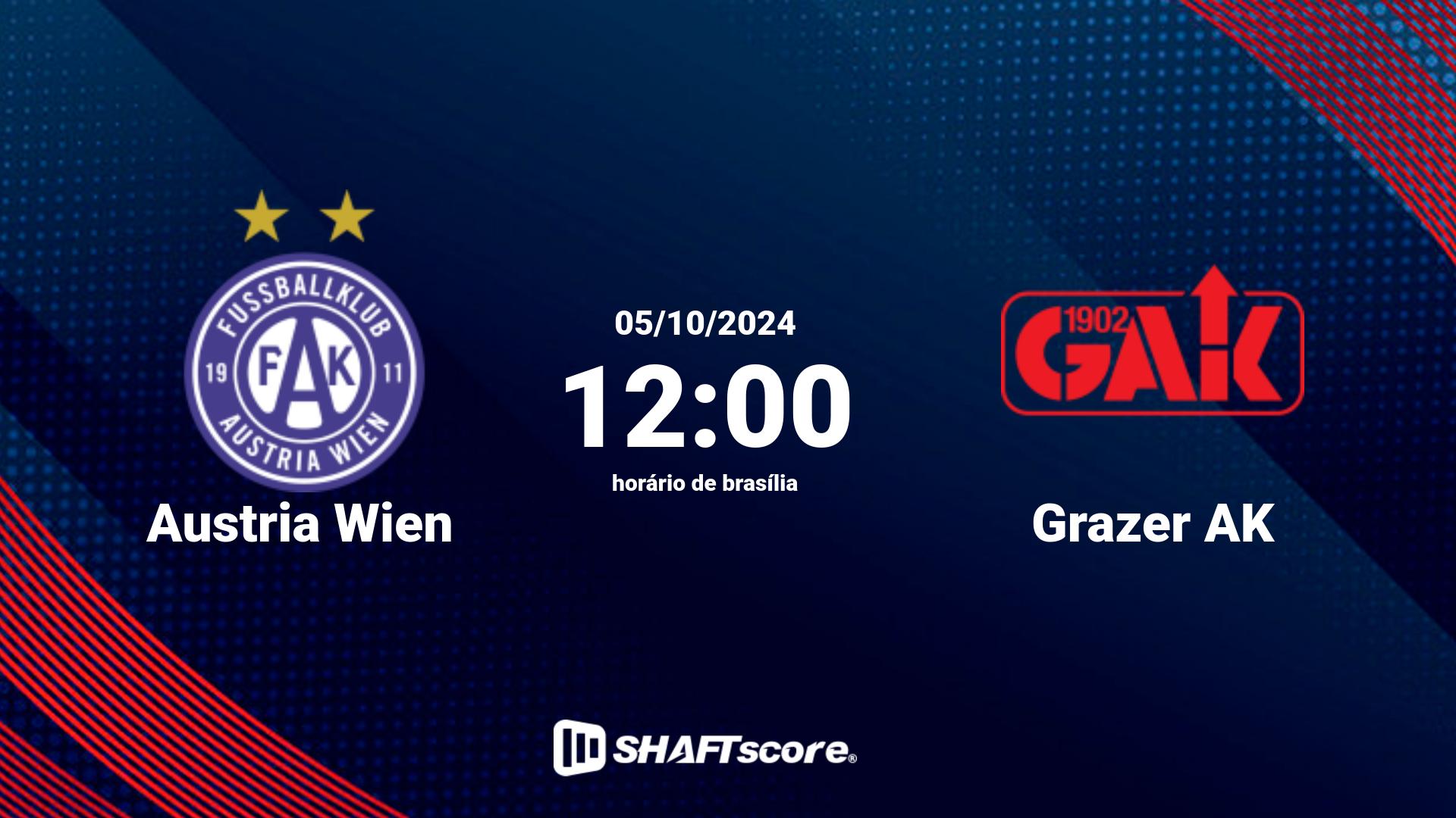 Estatísticas do jogo Austria Wien vs Grazer AK 05.10 12:00