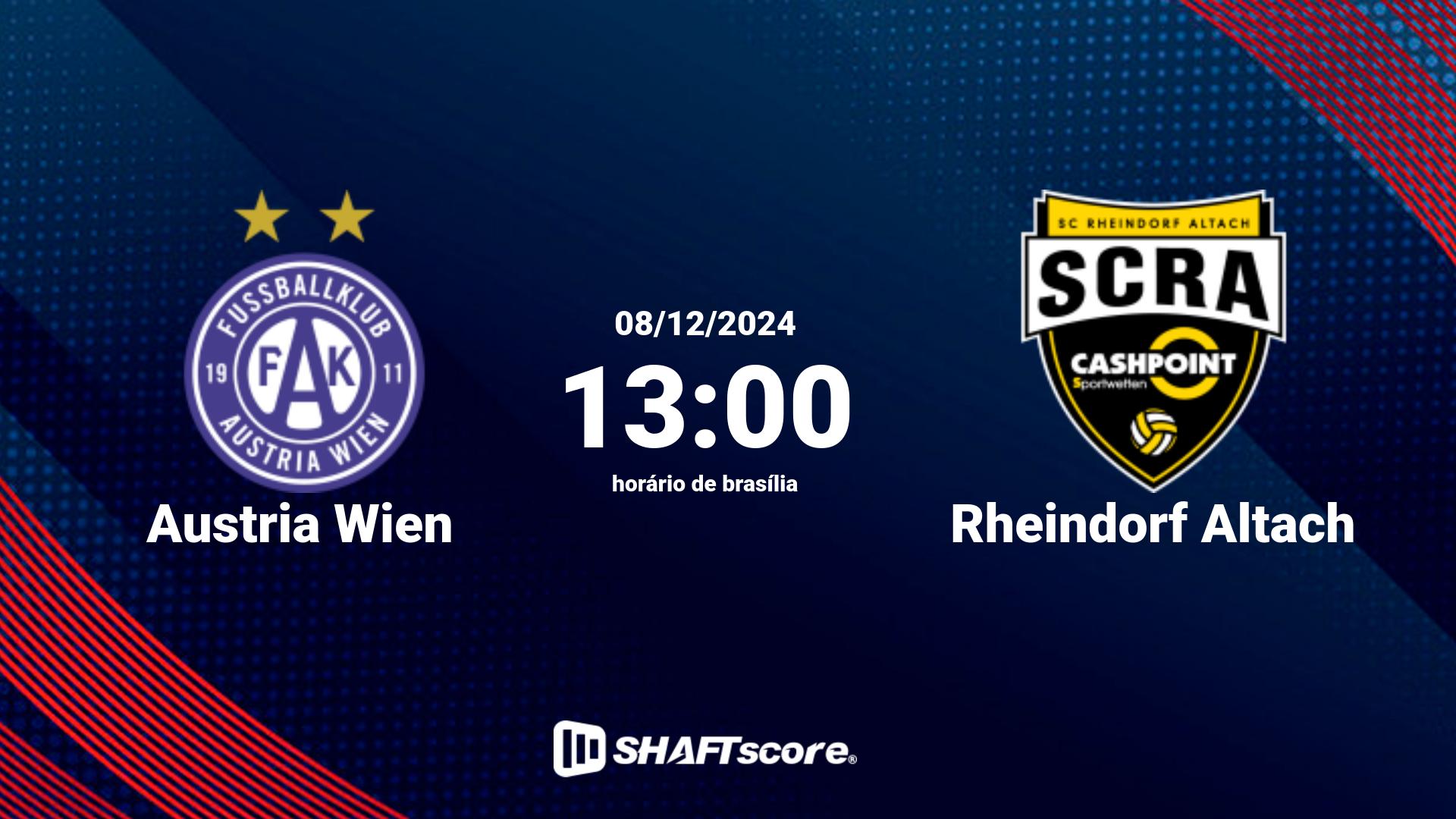 Estatísticas do jogo Austria Wien vs Rheindorf Altach 08.12 13:00