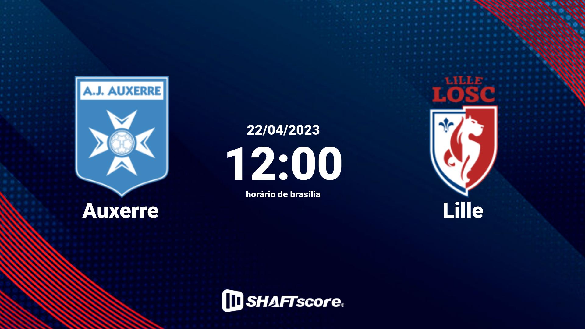 Estatísticas do jogo Auxerre vs Lille 22.04 12:00