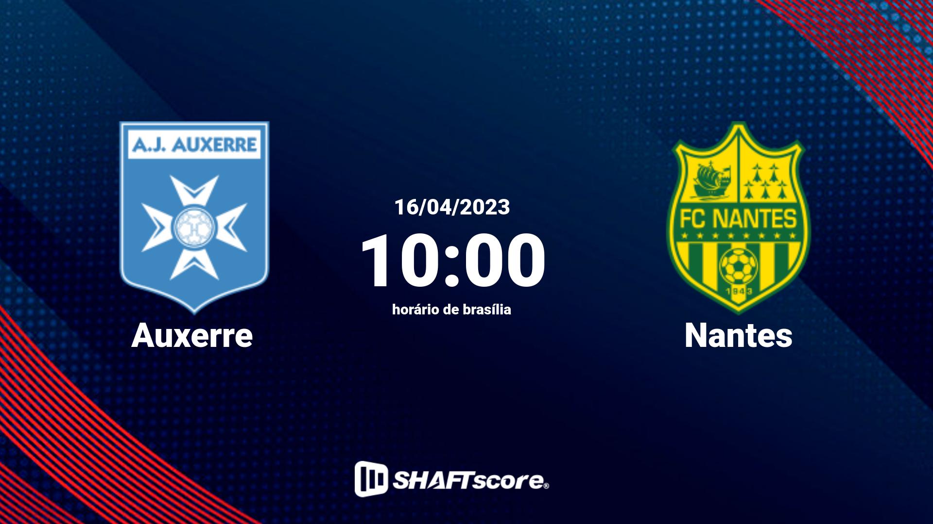 Estatísticas do jogo Auxerre vs Nantes 16.04 10:00