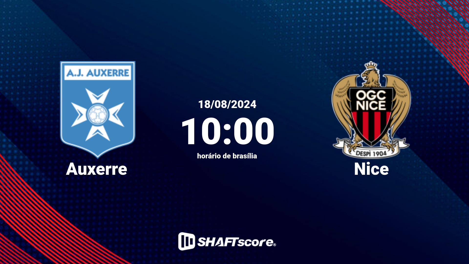 Estatísticas do jogo Auxerre vs Nice 18.08 10:00