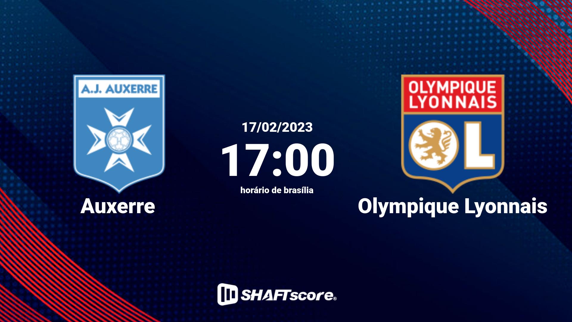 Estatísticas do jogo Auxerre vs Olympique Lyonnais 17.02 17:00