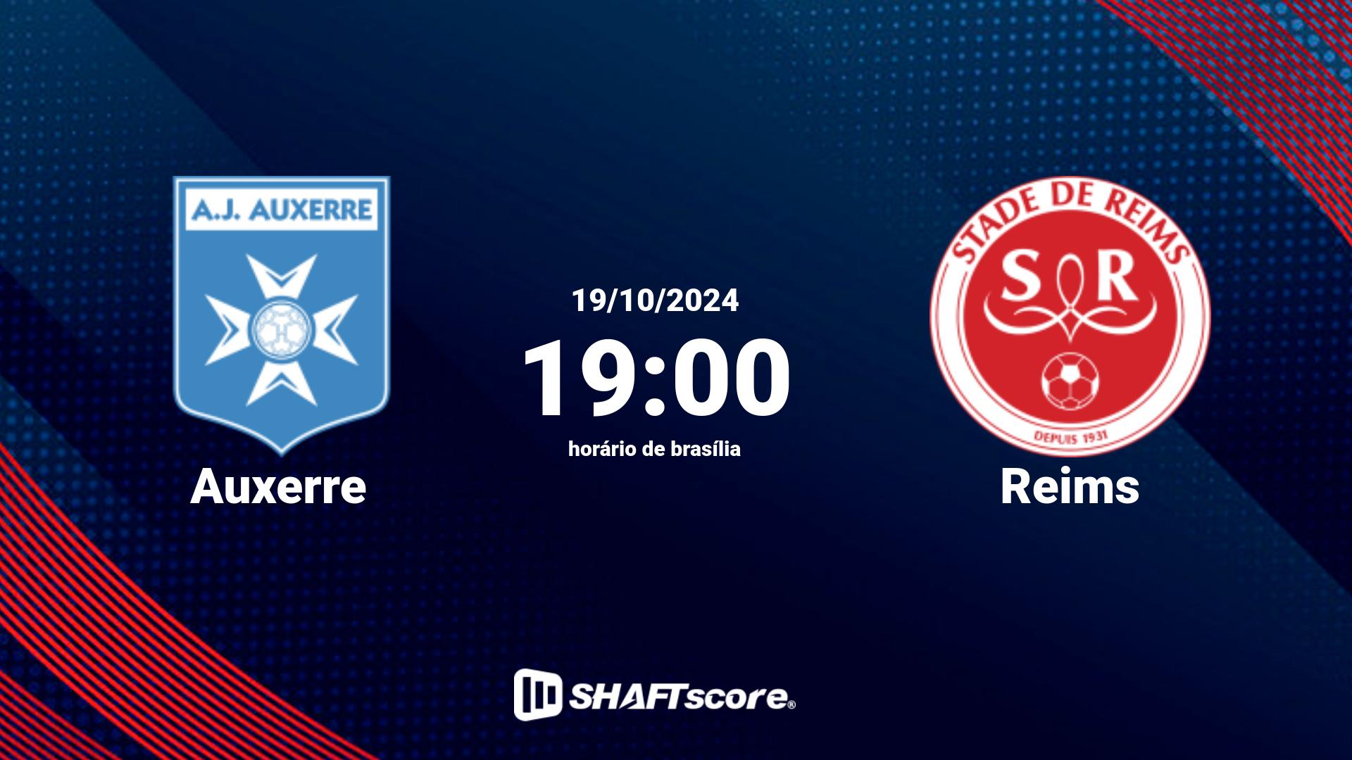 Estatísticas do jogo Auxerre vs Reims 19.10 19:00