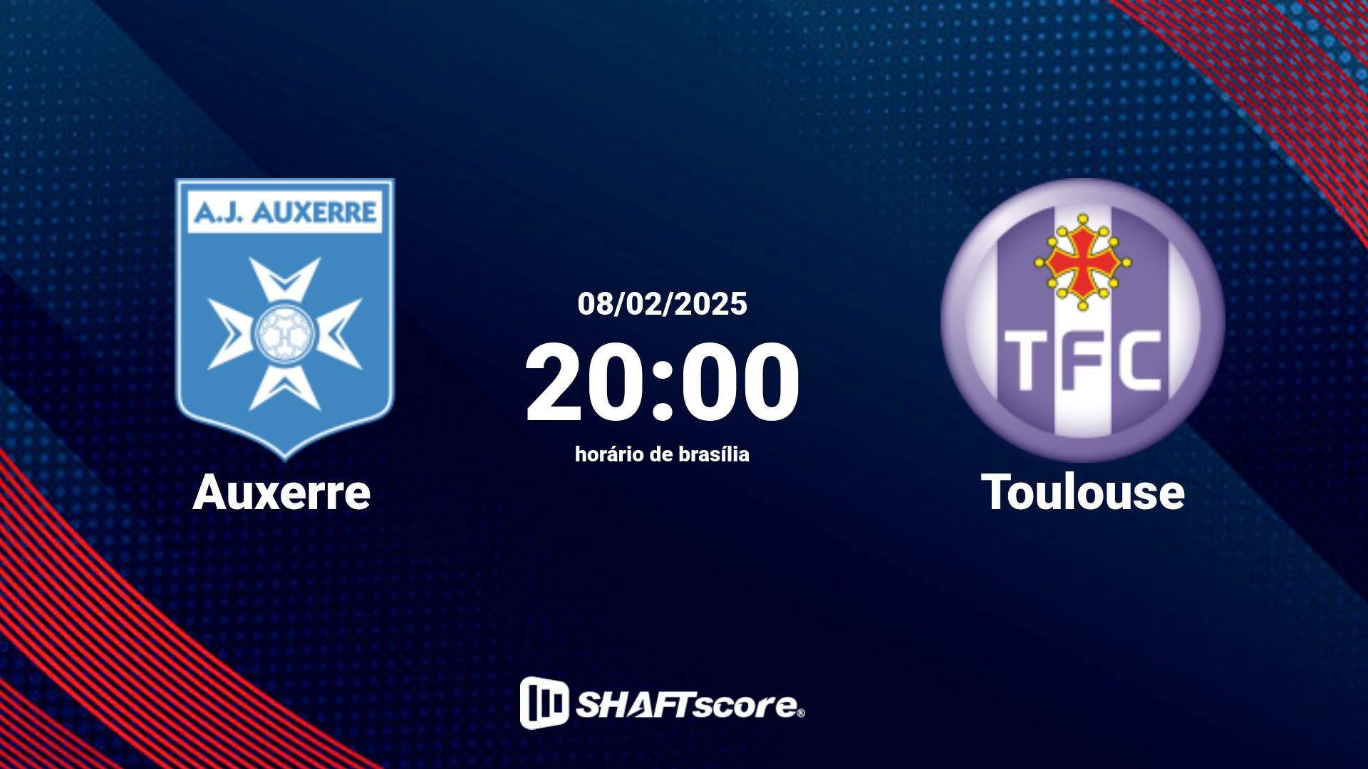 Estatísticas do jogo Auxerre vs Toulouse 08.02 20:00