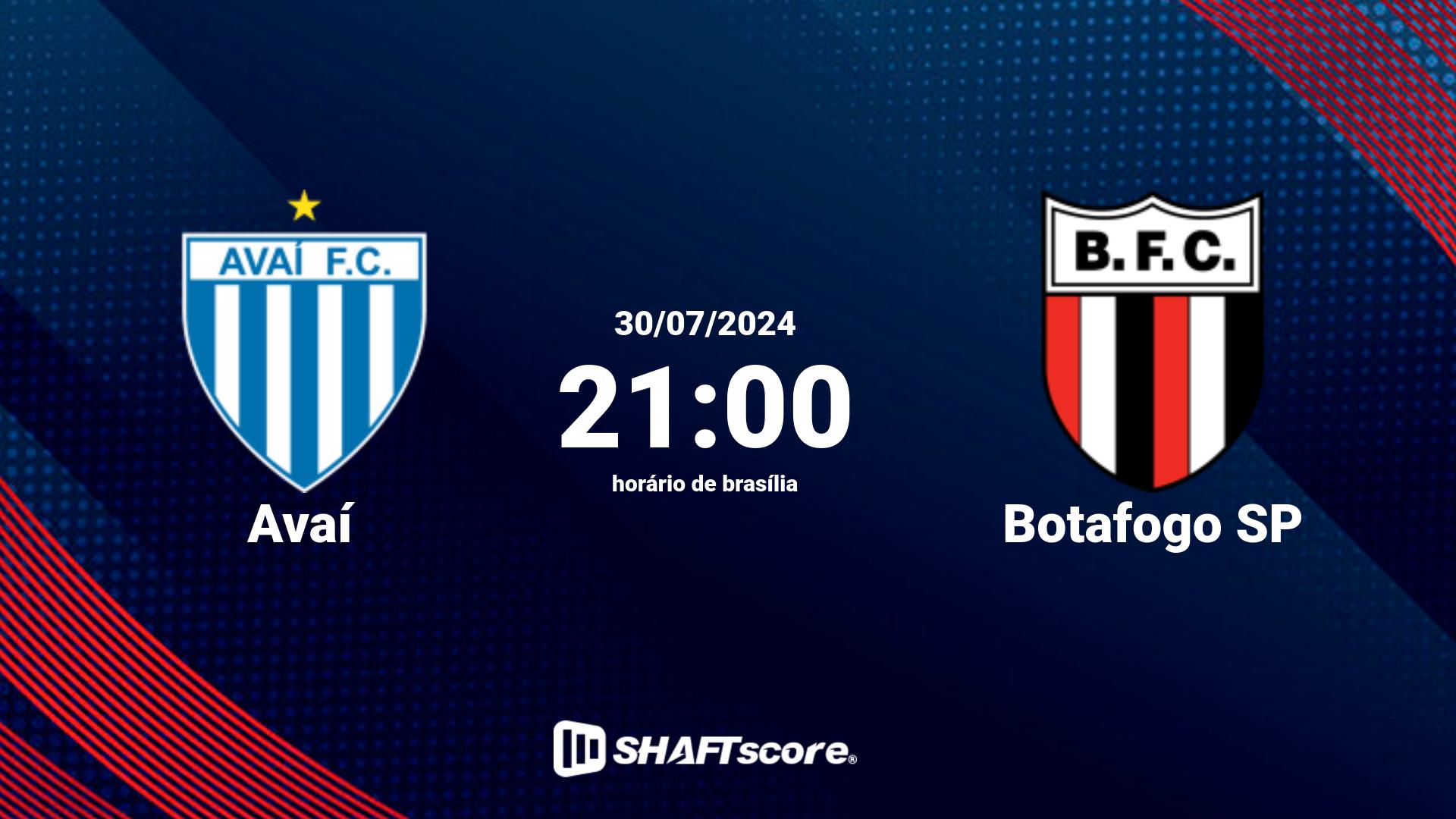 Estatísticas do jogo Avaí vs Botafogo SP 30.07 21:00