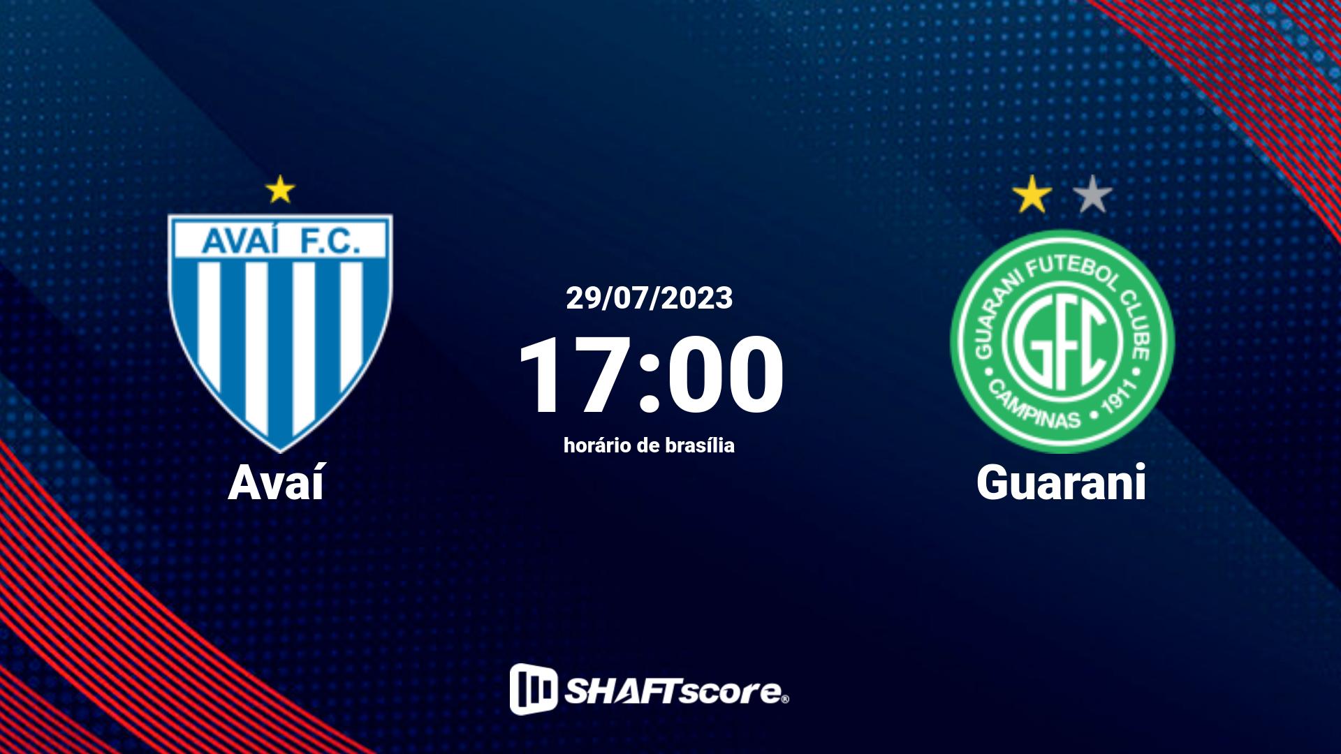 Estatísticas do jogo Avaí vs Guarani 29.07 17:00