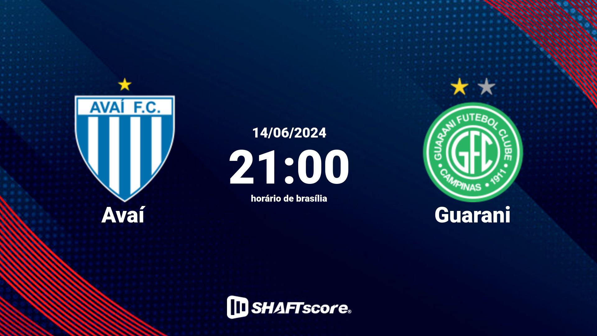 Estatísticas do jogo Avaí vs Guarani 14.06 21:00