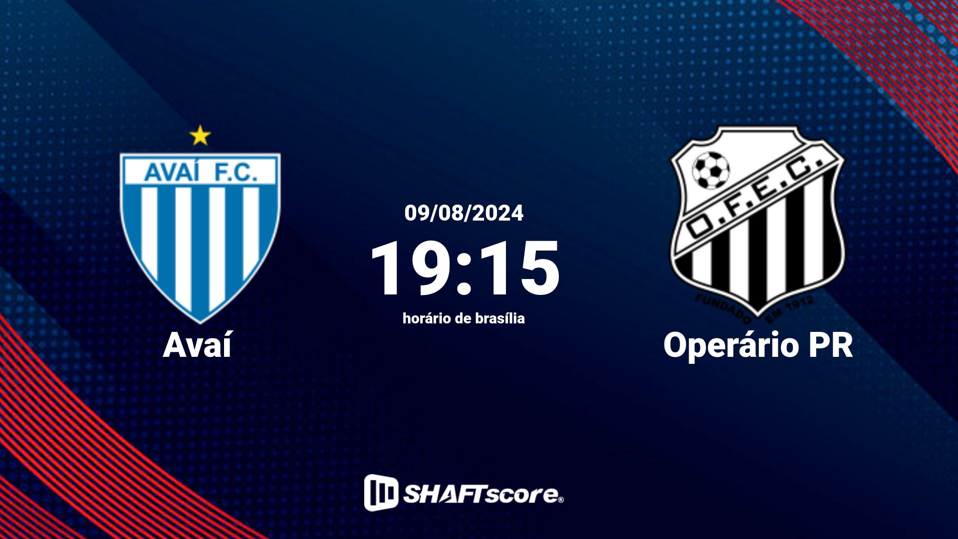 Estatísticas do jogo Avaí vs Operário PR 09.08 19:15