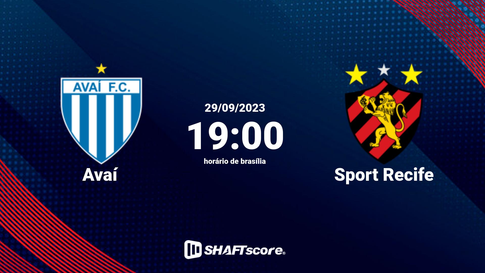 Estatísticas do jogo Avaí vs Sport Recife 29.09 19:00